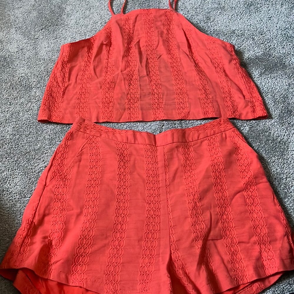 Lush orange shorts and top